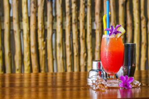 cocktail drink on wooden table